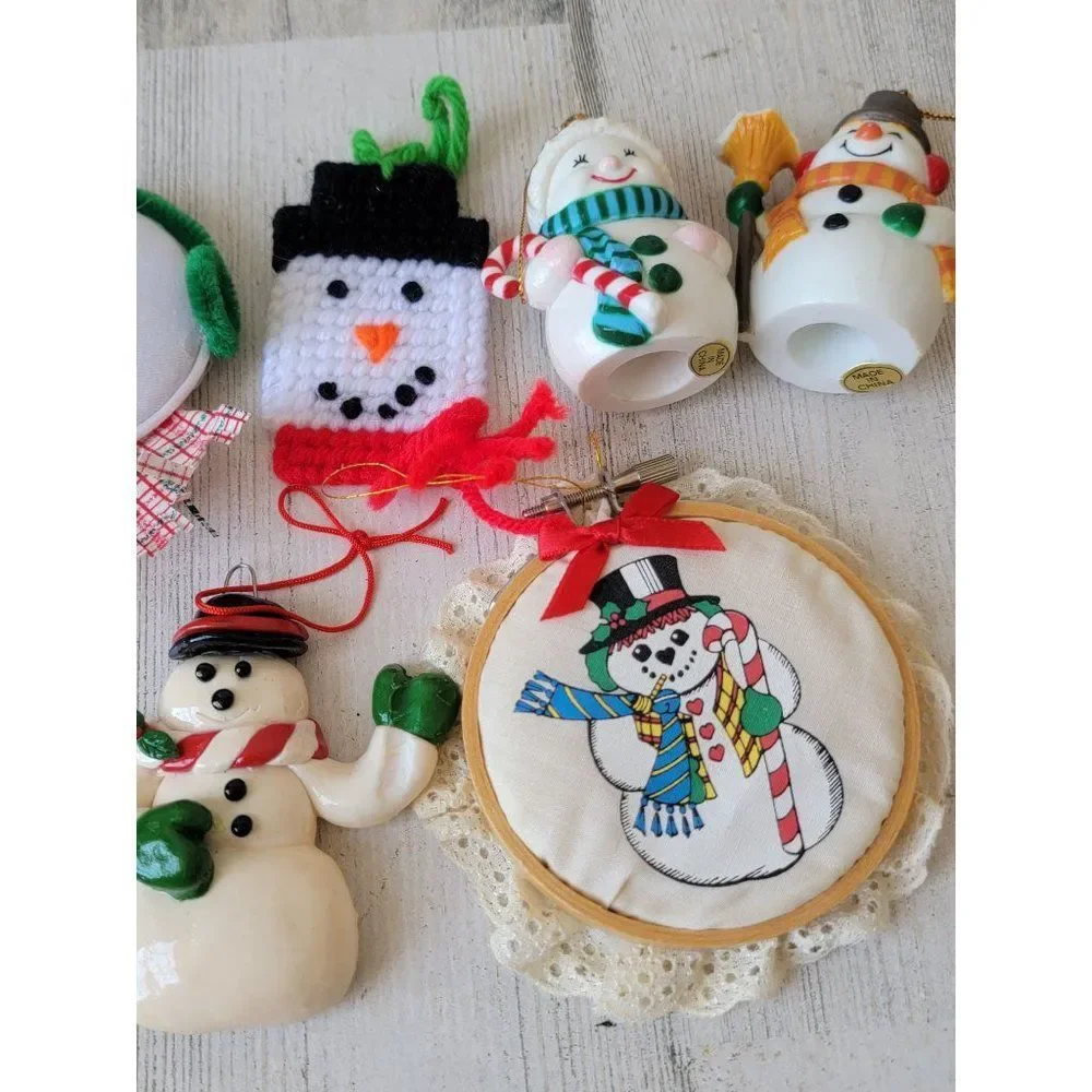Unique snowman broom face set ornament‎ Xmas snow